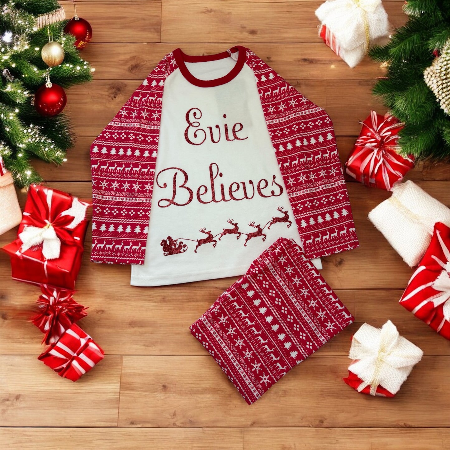 Red Christmas Print Matching Family Pyjamas